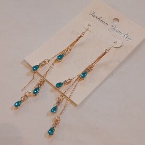 ♥️G 5/$20 Gold And Blue Long Water Drop Earrings 💙